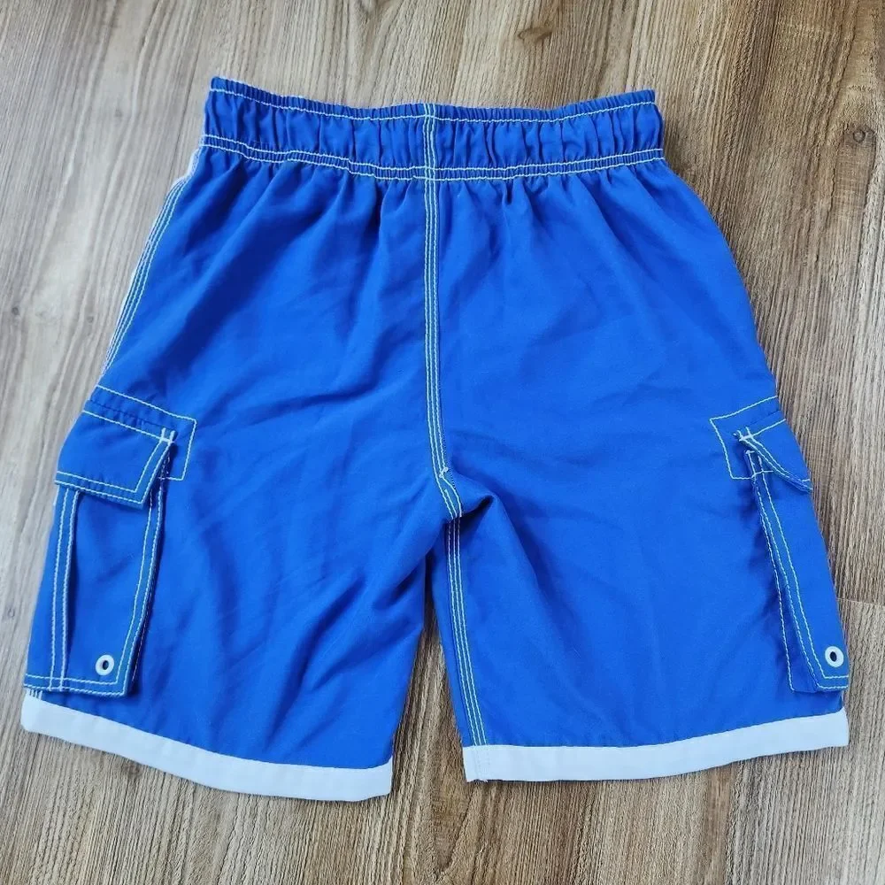 💜Cherokee Blue & White Board Swim Shorts Youth Medium